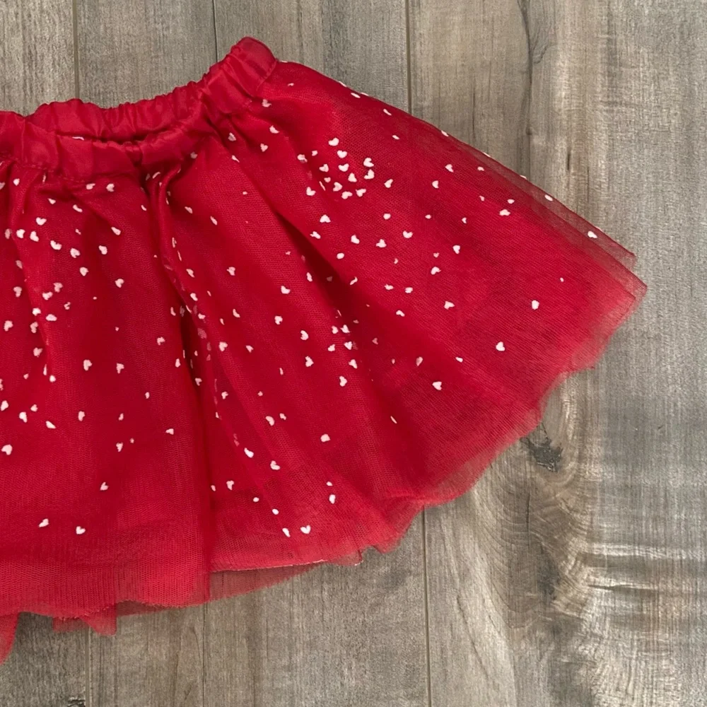 Gymboree Red Tulle Heart Pattern Skirt
